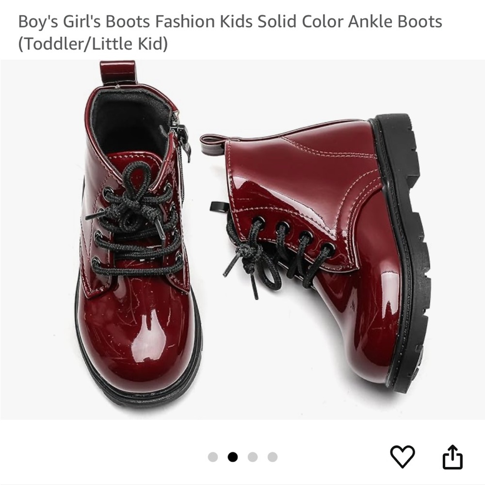 Kids Burgundy Patent Boots